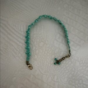 Turquoise Braided Bracelet with Gold Clasp